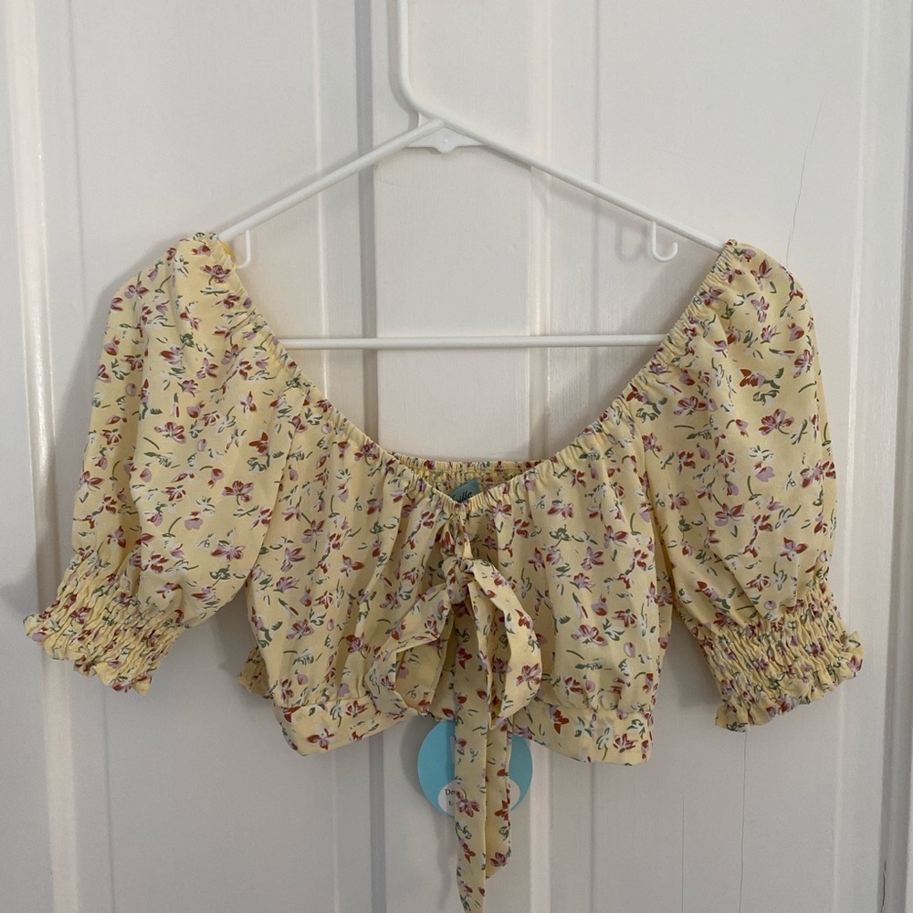 Cropped Yellow Floral Top